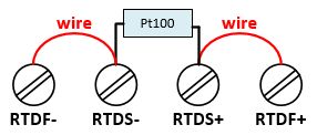 RMS-LOG-T30 2-wire PT100 connection