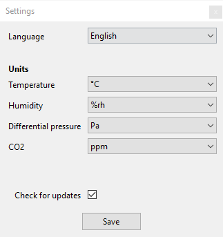 RMS Config settings options