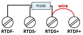 RMS-LOG-T30 3-wire PT100 connection